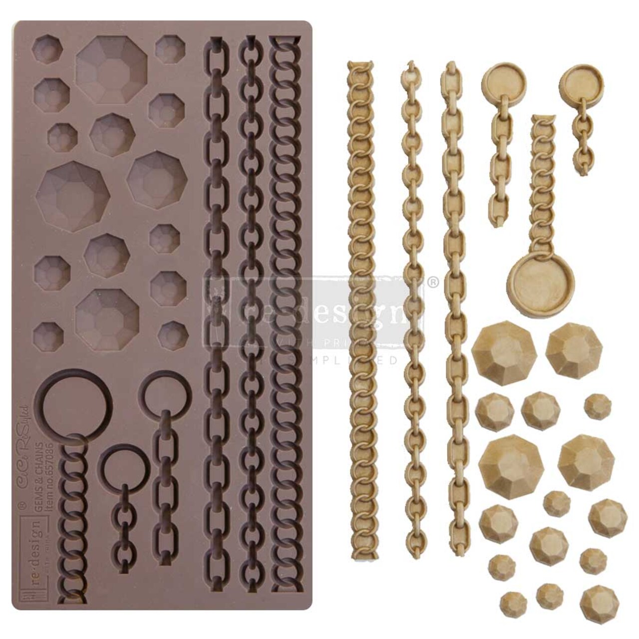 Décor Mould CECE - Gems & Chains - 1 pc, 5"x10"x8mm Copyright #VA0002330238
